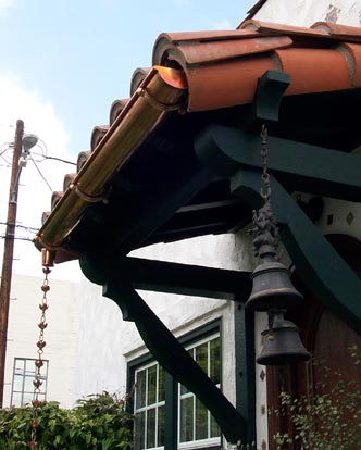 Royal Lotus chain, curled gutter brackets.